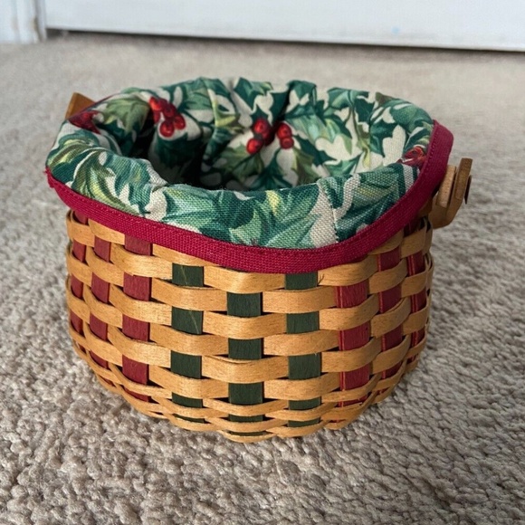 Longaberger 2003 Tree Trimming Melody Basket Holly Liner BROKEN WEAVE - Picture 2 of 11